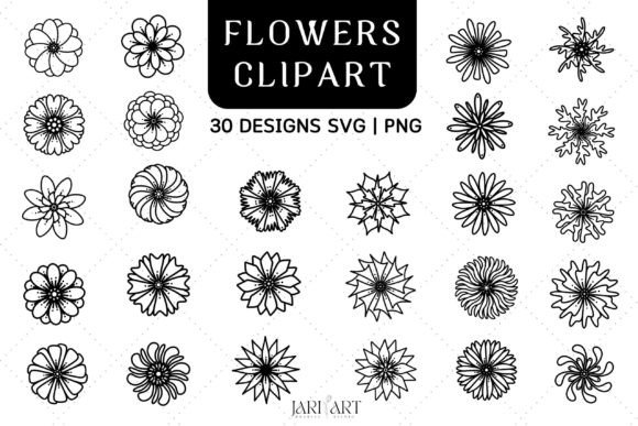 30 Flowers Clip Art Review for Embroidery Projects