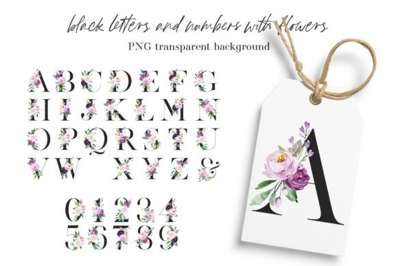 Alphabet Letters and Numbers Flowers Graphics