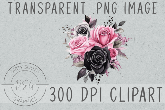 Black Grey Pink Roses Graphics for Editorial and Web Design