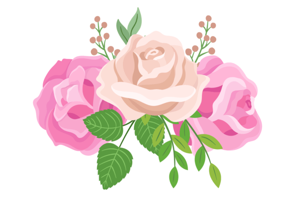 Blooming Roses with Green Leaves Decora