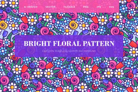 Cartoon Flowers Seamless Pattern Graphics