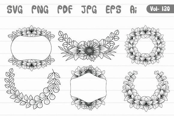 Floral Wreath Border Frame Bundle
