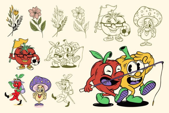 Flowers and Vegetables Vector Set for Crafting