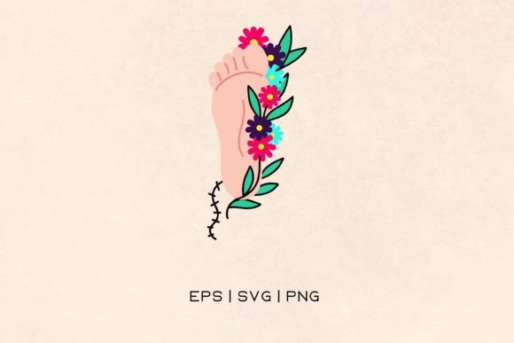 Foot and Flowers Vector Illustration for Branding and Marketing