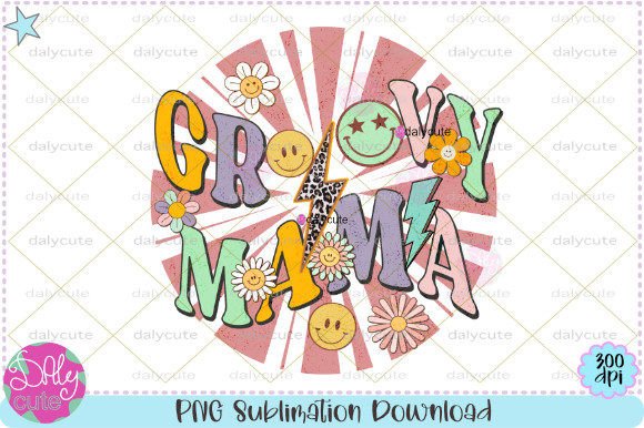 Groovy Mama Retro Flowers Boho Graphics for Local Branding