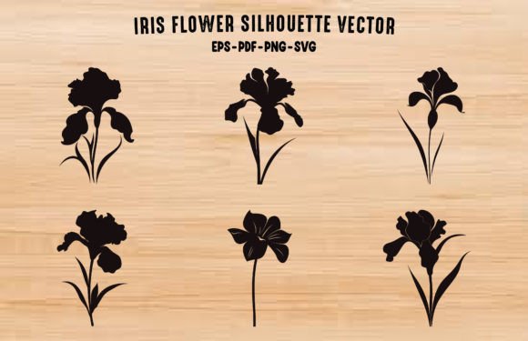 Iris Flowers Silhouettes Clipart for Brand Design