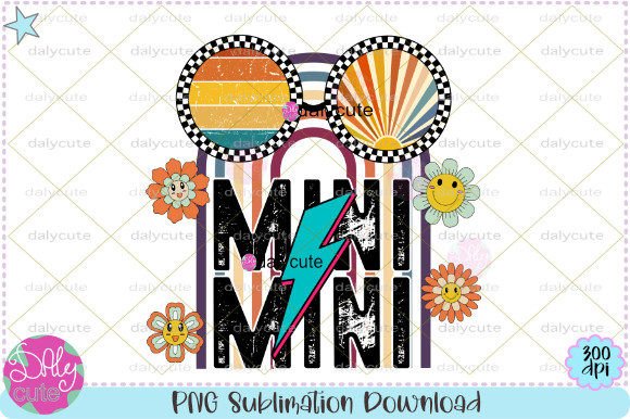 Mama Retro Groovy Smiley Flowers Graphics
