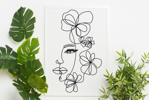 One Line Face Flowers SVG for Modern Design