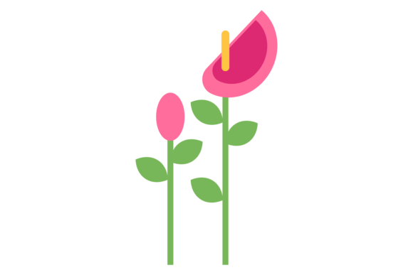 Pink Flowers and Buds Growing Graphics for Local Branding