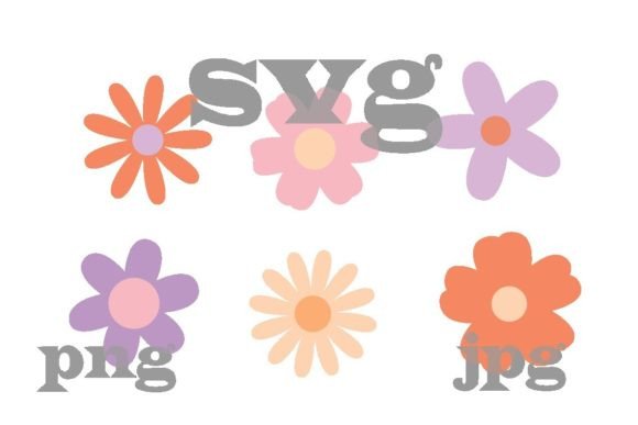 Retro Groovy Flowers Graphics Freebies