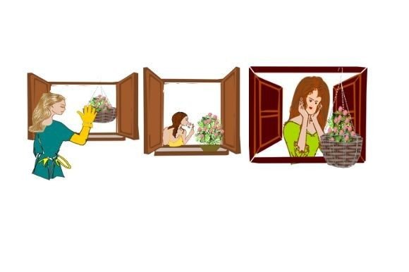 Roses by the Window Illustrations for Commercial Graphics