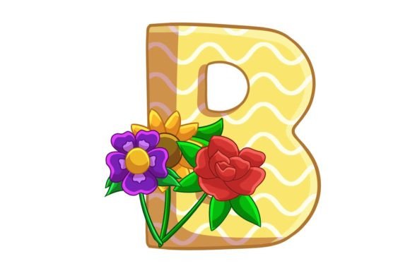 Spring Flowers Icons Alphabet B Graphics