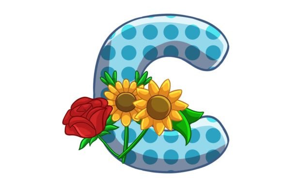 Spring Flowers Icons Alphabet C Graphics
