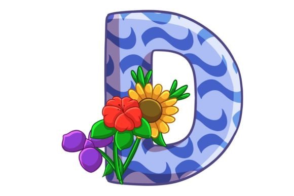 Spring Flowers Icons Alphabet D Stock