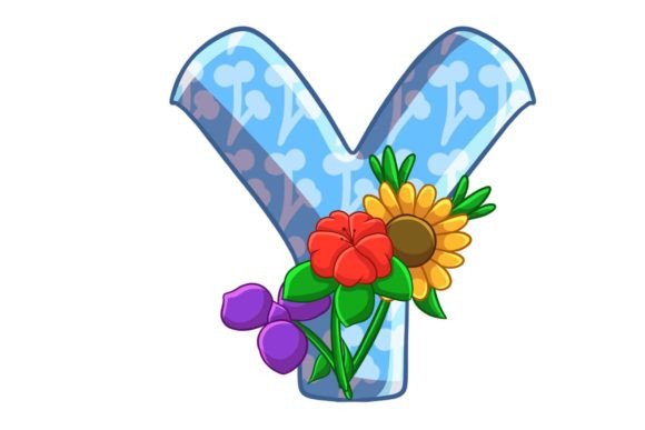 Spring Flowers Icons Alphabet Y Stock Graphics