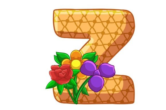 Spring Flowers Icons Alphabet Z Graphics