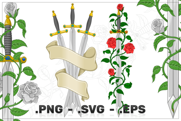 Sword Surrounded by Roses Graphics
