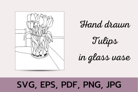 Tulip Flowers in Glass Vase Graphics