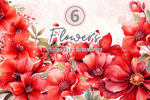 Watercolor Red Flowers Graphics for Local Branding