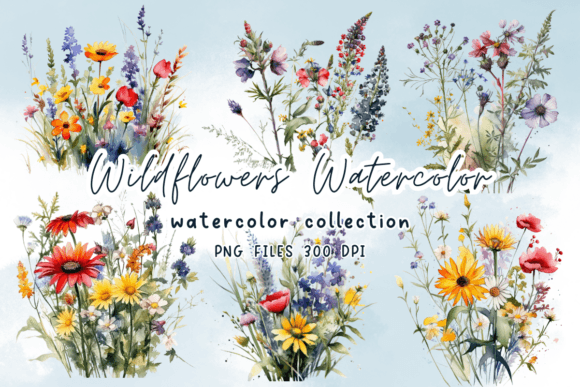 Wild Flowers Watercolor Graphics for Branding and Marketing